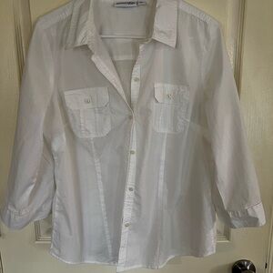 Crisp St. John's Bay White Button-Up Shirt 100% Cotton